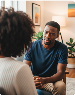 Therapist and client in a trauma counseling session