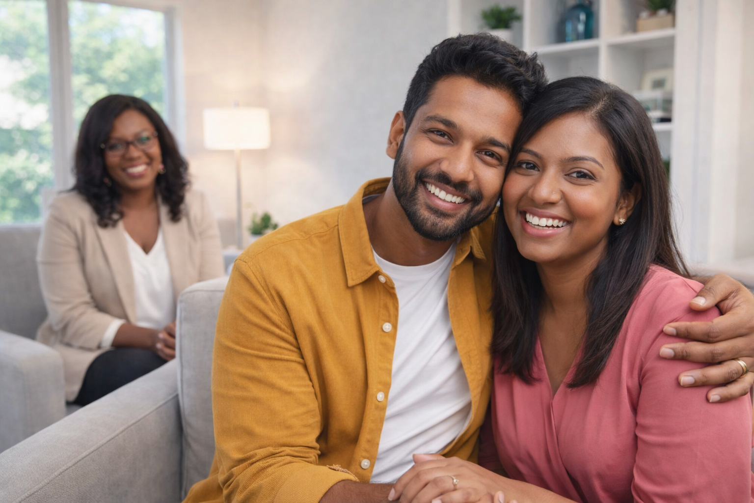 A couple holding hands, representing connection and support through therapy