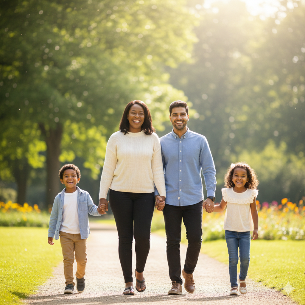 A family unit representing togetherness and support through therapy